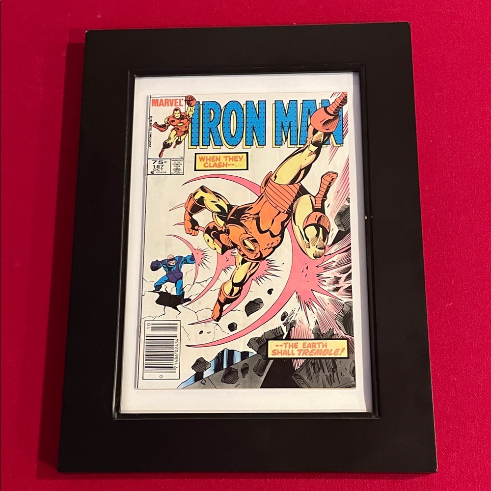 Marvel Iron Man 187 Comic Book in a Black Frame